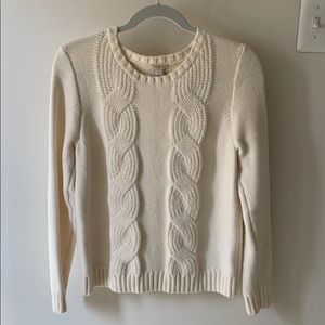 JCrew cream cable knit sweater